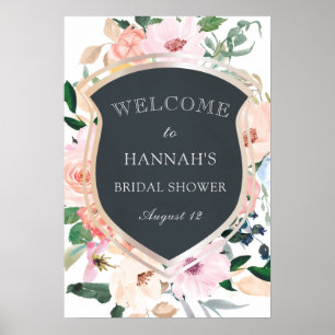 Poster Cartaz de Boas-Vindas do Chá de Noiva Blush Floral