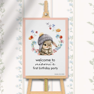 Póster Cartaz de Boas-Vindas do Primeiro Aniversário Bunn