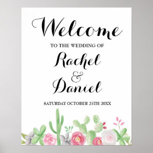 Poster Cartaz de Boas-Vindas Fiesta Casamento México Cact