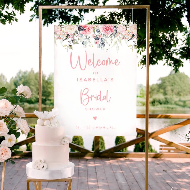 Poster Cartaz de Boas-Vindas Floral Blush | Aquarela (Criador carregado)