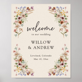 Poster Cartaz de Boas-Vindas Floral Boho Vintage