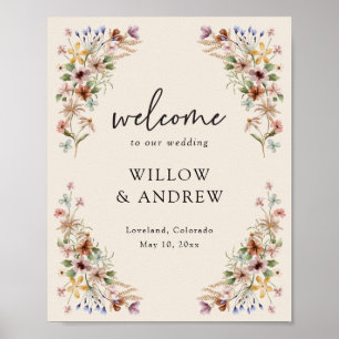 Poster Cartaz de Boas-Vindas Floral Boho Vintage