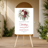 Cartaz de Boas-Vindas Floral Vermelho Intenso Roma