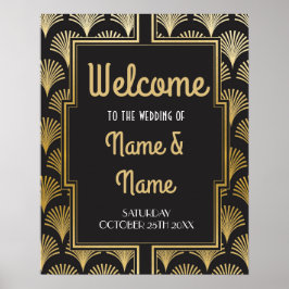 Poster Cartaz de Boas-Vindas Gatsby Art Déco Dourado Cart