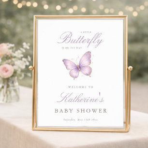 Poster Cartaz de Boas-Vindas para Chá de Bebê Borboleta R