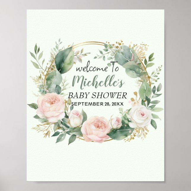 Poster Cartaz de boas-vindas para chá de bebê com garota  (Frente)