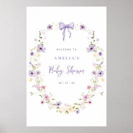Poster Cartaz de Boas-Vindas para Chá de Bebê com Laço pa