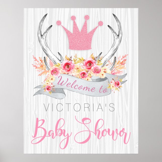 Poster Cartaz de Boas-Vindas para Chá de Bebê da Princesa (Frente)