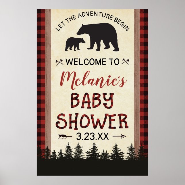 Poster Cartaz de Boas-Vindas para Chá de Bebê Lumberjack  (Frente)