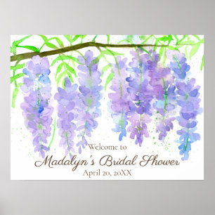 Poster Cartaz de Boas-Vindas para Chá de Noiva com Flores
