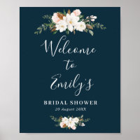 cartaz de boas-vindas para chá de noiva com flores
