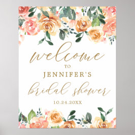 Poster Cartaz de Boas-Vindas para Chá de Noiva Floral Dou