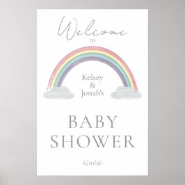 Poster Cartaz de Boas-Vindas para Chás de Bebê Arco-Íris 
