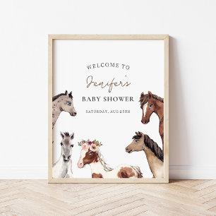 Poster Cartaz de Boas-Vindas para Chás de Bebê de Cavalo