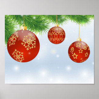 Poster cartaz de Bolas Vermelhas de Natal