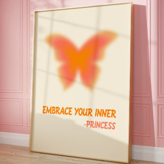 Poster Cartaz de Borboleta Princesa Motivacional Feminina