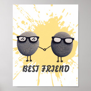 Poster Cartaz de Borrão de Tinta Amarela de Amiga Melhor