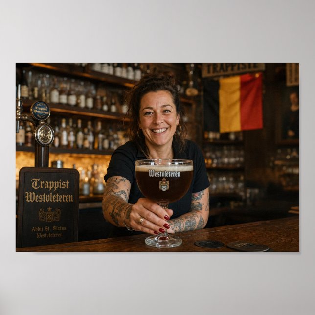 Poster Cartaz de Brinde de Taberna Belga pela Barmaid (Frente)
