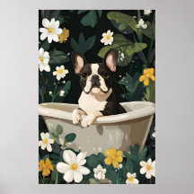 Cartaz de Bulldog Francês na Banheira, Cachorro En