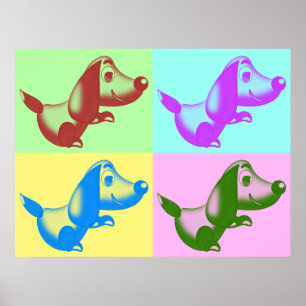 Póster Cartaz de Cachorro Cartoon Pop Art