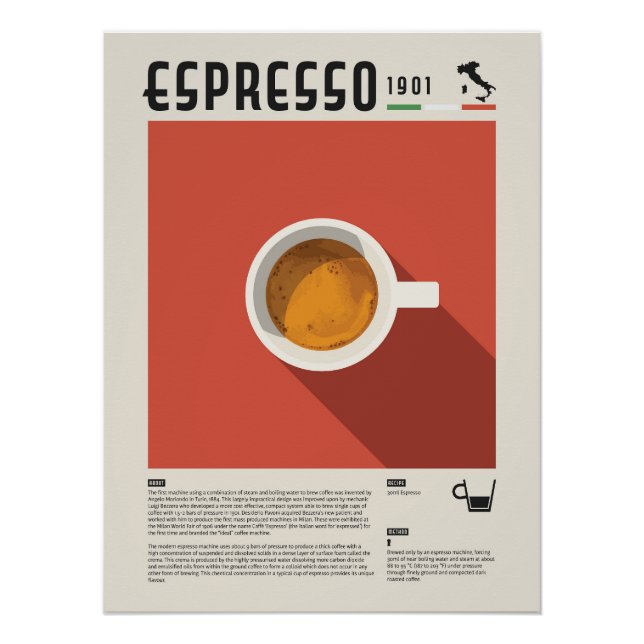 Póster Cartaz de Café em Xícara de Espresso (Frente)