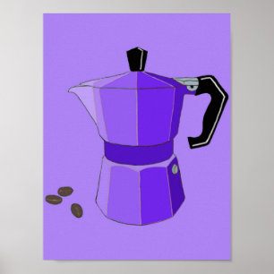 Poster Cartaz de Café Expresso Arco-Íris Roxo
