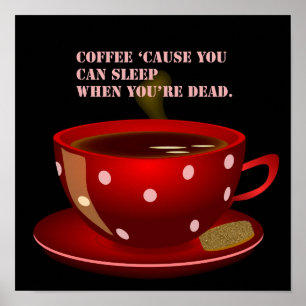 Póster Cartaz de Café Fofo e Divertido