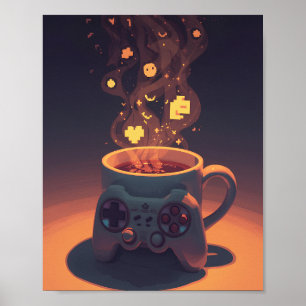 Poster Cartaz de Café Pixel Brew Gamer