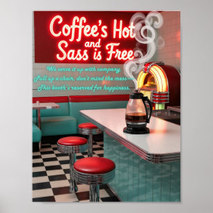 Poster Cartaz de Café Retro com Sass Grátis
