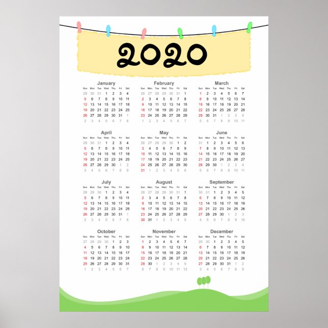 Poster Cartaz de Calendário 2020 (Frente)