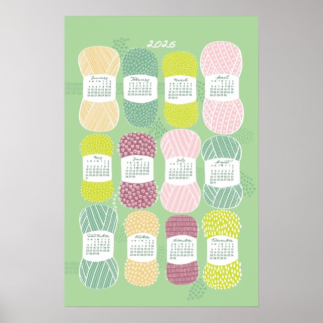 Poster Cartaz de Calendário 2026 Neo Mint (Frente)