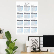 Cartaz de Calendário Anual Vertical 2026