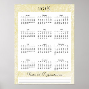 Póster Cartaz de calendário bege 2018