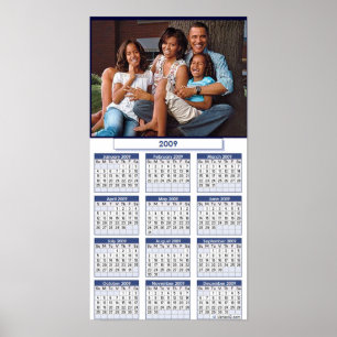 PÓSTER CARTAZ DE CALENDÁRIO DA FAMÍLIA OBAMA