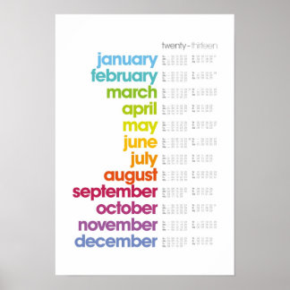Poster Cartaz de Calendário de 2013 - Branco