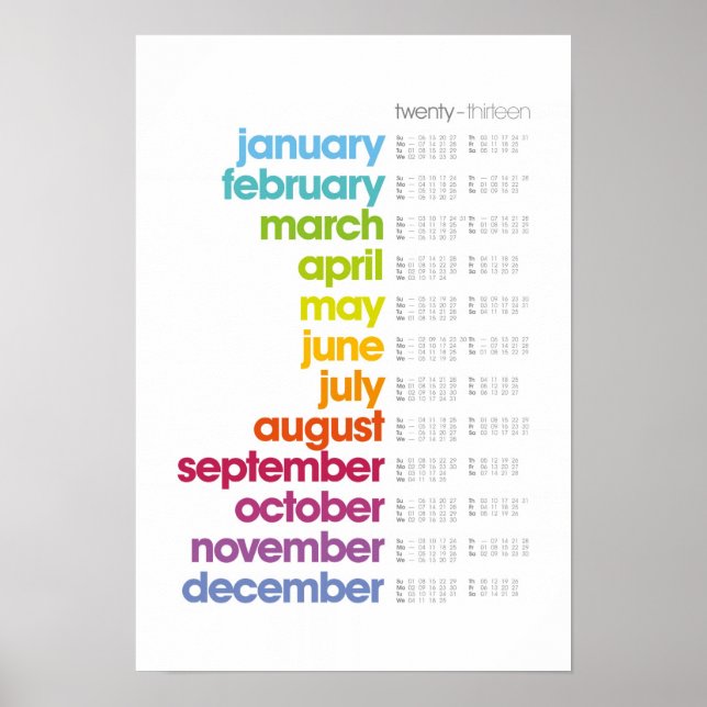Poster Cartaz de Calendário de 2013 - Branco (Frente)