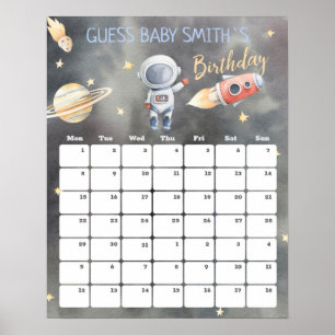 Poster Cartaz de Calendário de Data Prevista de Astronaut