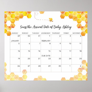 Poster Cartaz de Calendário de Data Provável do Bebê Bee 