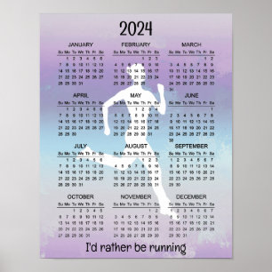 Poster Cartaz de Calendário de Design de Corrida 2024