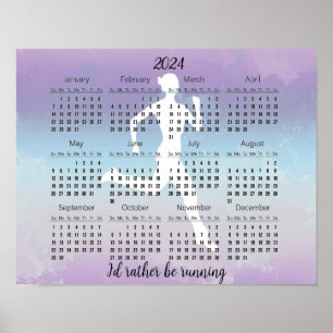 Poster Cartaz de Calendário de Design de Corrida 2024
