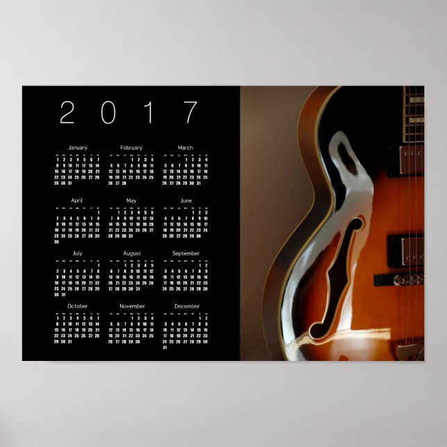 Poster Cartaz de Calendário de Guitarra Archtop 2017 (Frente)