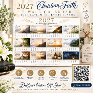Poster Cartaz de Calendário de Parede da Fé Cristã de 202