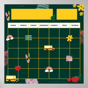Poster Cartaz de Calendário de Sala de Aula de Memória Es
