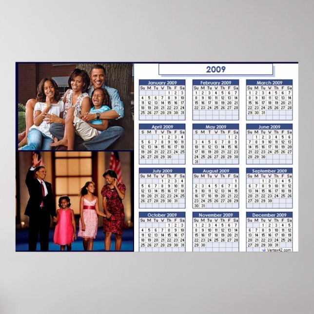 PÓSTER CARTAZ DE CALENDÁRIO DO OBAMA (Frente)
