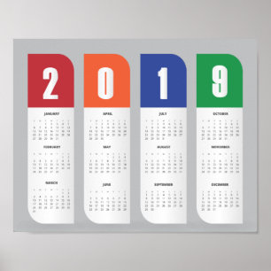 Poster Cartaz de Calendário Elegante 2019