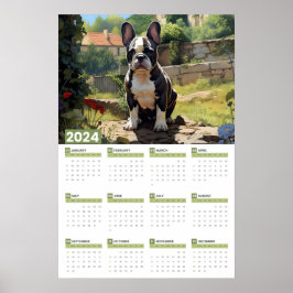 Poster Cartaz de Calendário Grande do Bulldog Francês 202