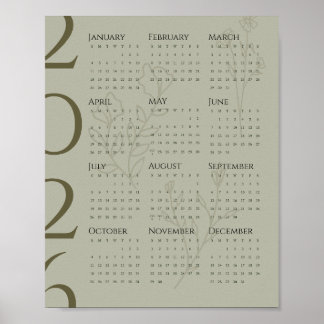 Poster Cartaz de Calendário Minimalista 2026