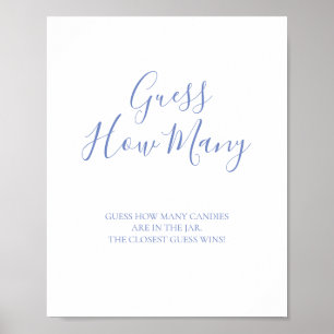 Poster Cartaz de Caligrafia Azul - Adivinhe Quantos Beijo
