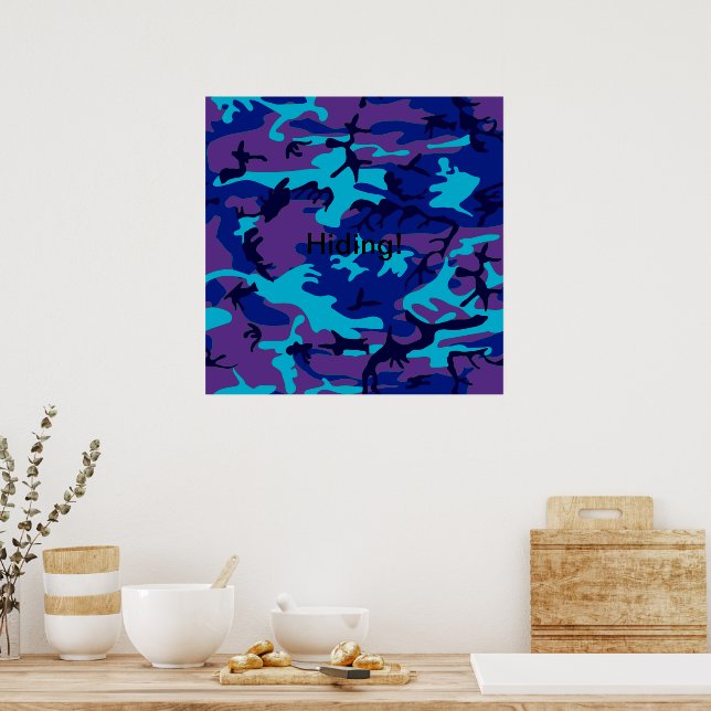 Póster Cartaz de Camuflagem Azul Escuro e Roxo (Cozinha)