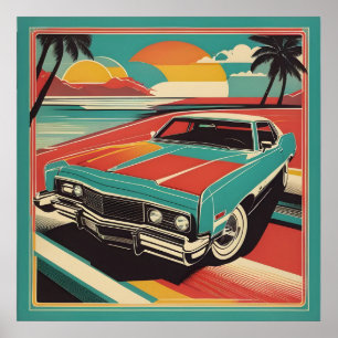 Poster Cartaz de carro clássico retrô vintage